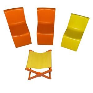 Vintage‎ Barbie Chairs Lot Bundle 70's Camper Chair 4 Pieces